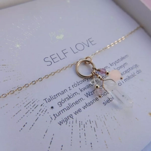 Naszyjnik talizman SELFLOVE z różowym opalem