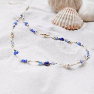 Bransoletka  na kostkę kyanit i lapis lazuli Moya