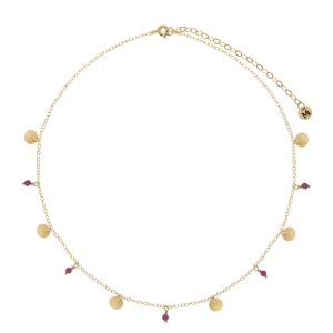 Naszyjnik choker z blaszką i rubinem