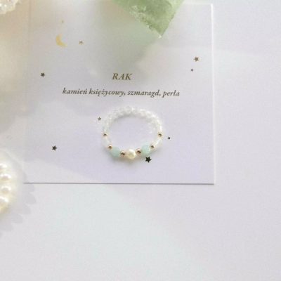 Pierścionek dla raka z kamieniami naturalnymi