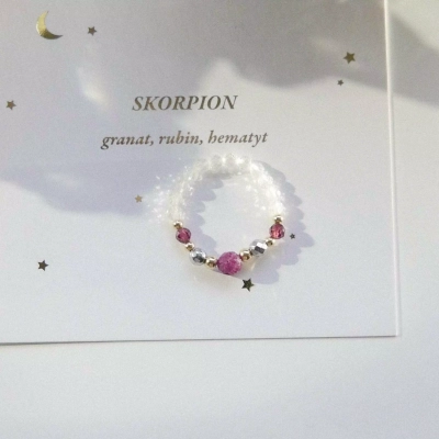 Pierścionek dla skorpiona z kamieniami naturalnymi