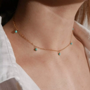 Naszyjnik choker z turkusem na łańcuszku
