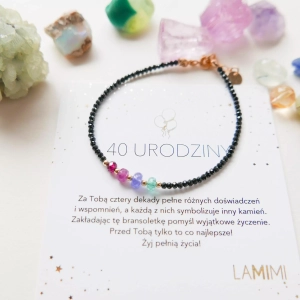 Czarna bransoletka na 40 urodziny z kamieniami