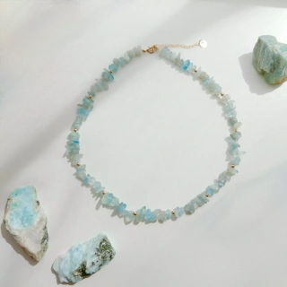 Naszyjnik choker crunchy Akwamaryn