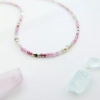 naszyjnik choker stone z naturalnego granatu, turmalinu i labradorytu ręcznie robiona biżuteria LA MIMI