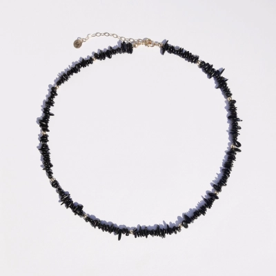 choker damski czarny z kamieni