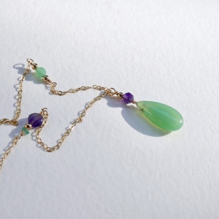 Naszyjnik chryzopraz i ametyst unikat No. 284